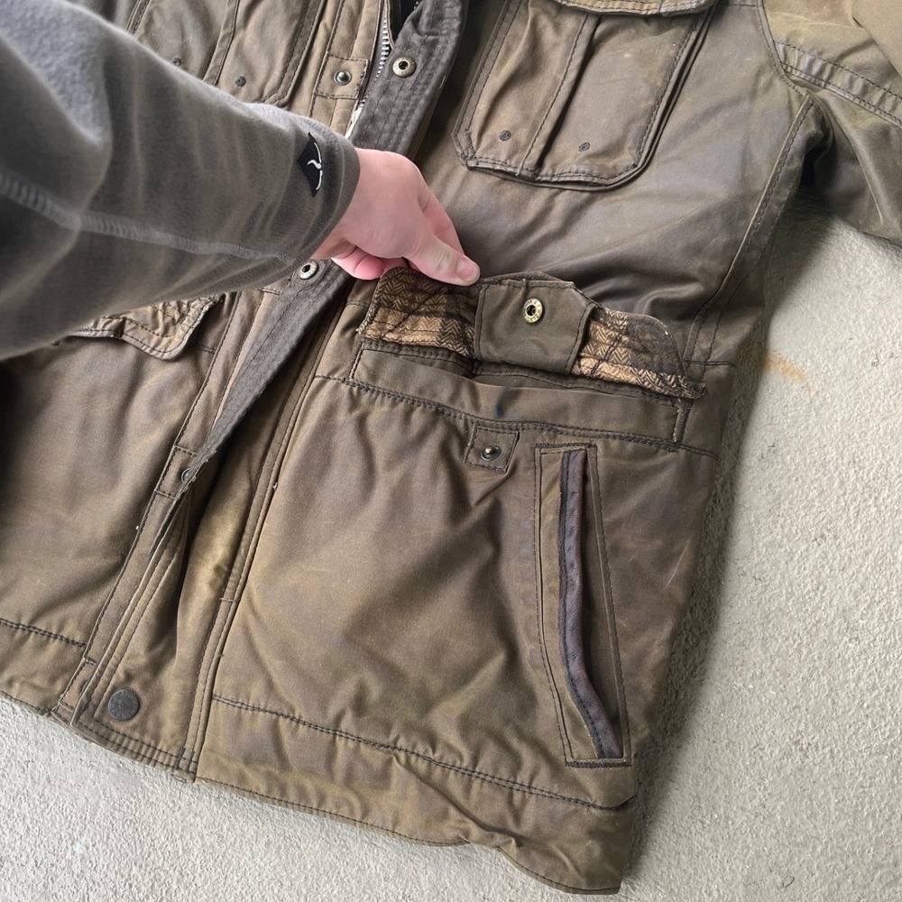 VTG Abercrombie & Fitch Redfield Jacket Mens M Waxed Cotton Flannel Lined Brown - Picture 9 of 16